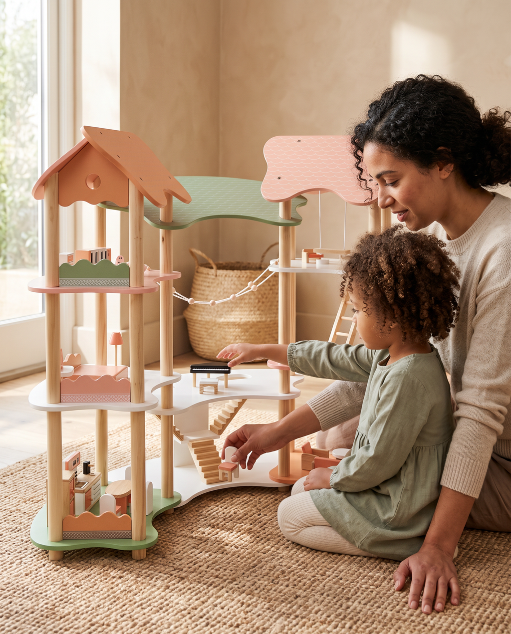 Aviora Family™ Dreamhouse Wooden Dollhouse