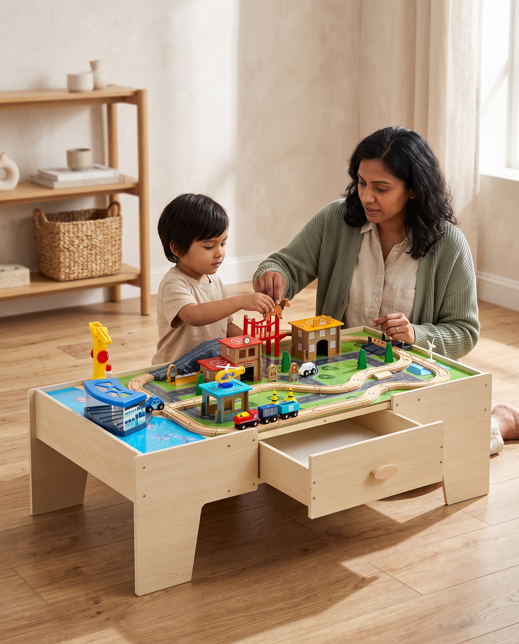 Aviora Family™ — Milo Wooden Activity & Train Table
